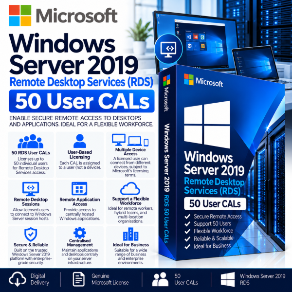 Microsoft Windows Server 2019 RDS – 50 User CAL