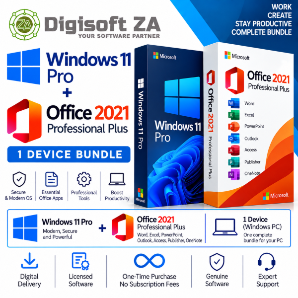 Windows 11 Pro + Office 2021 Pro Plus – 1 Device Bundle